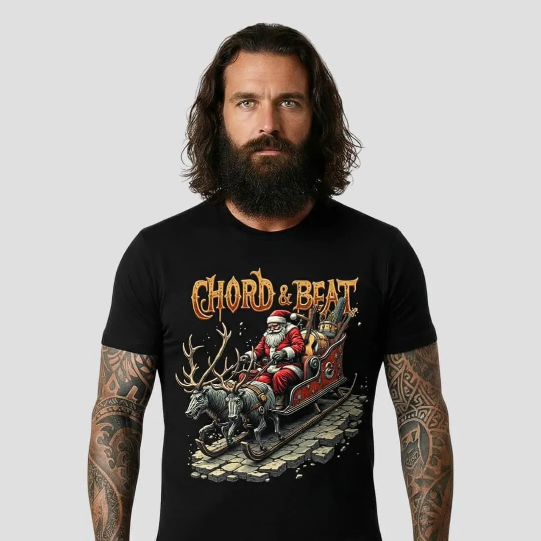 Santa Musician Sleigh Tee